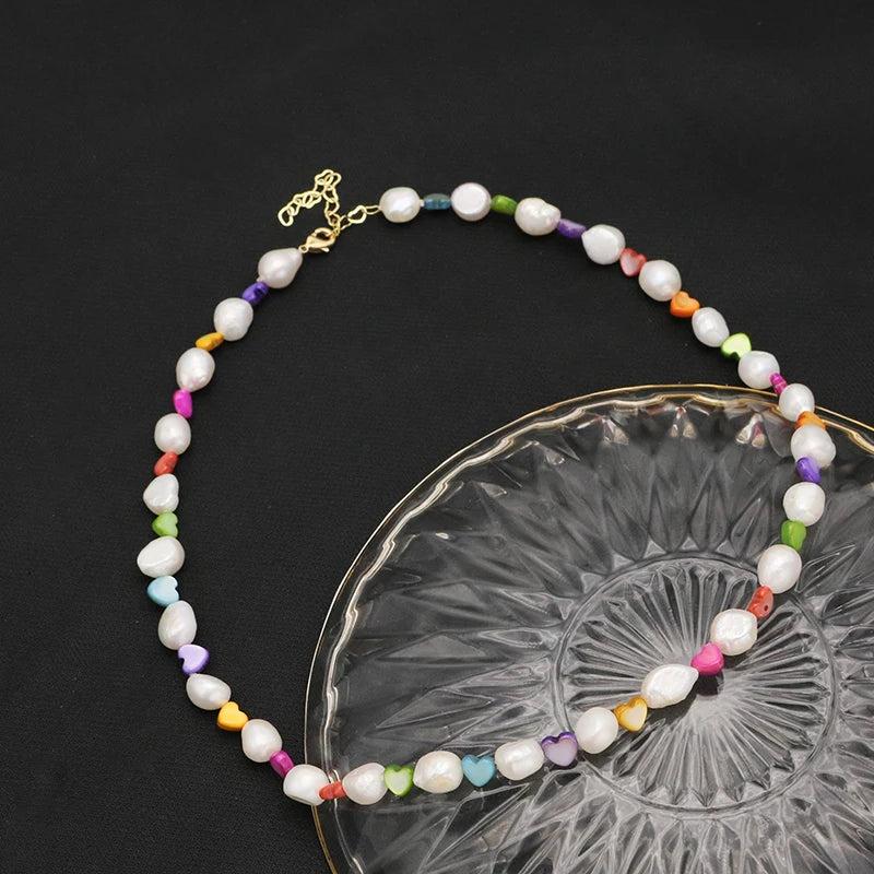 Heart-Shaped Natural Pearl Necklace Korea Accessories