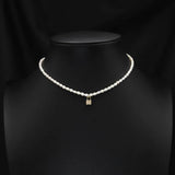 Natural Freshwater Pearls Lock Shape Woman Necklace Korea Wedding Accessories