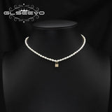 Natural Freshwater Pearls Lock Shape Woman Necklace Korea Wedding Accessories