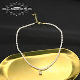 Natural Freshwater Pearls Lock Shape Woman Necklace Korea Wedding Accessories