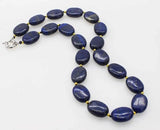Lapis & Freshwater Pearl Necklace 21 inch Beads Nature Woman