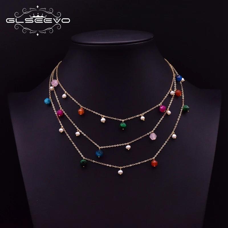 Fresh Water Pearl Stone Layer Necklace for Girls