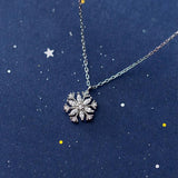Snowflake Pendant Necklace 925 Silver for Women