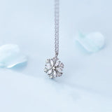 Snowflake Pendant Necklace 925 Silver for Women