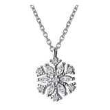 Snowflake Pendant Necklace 925 Silver for Women