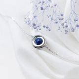 MloveAcc 925 Silver Necklace Double Circles Pendant Long Chain Stone Bead