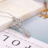 925 Silver diamond painting full palace Cross Pendant Necklace for women men