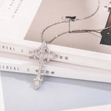 925 Silver diamond painting full palace Cross Pendant Necklace for women men
