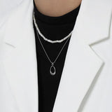 925 Silver Ovals Pendant Necklace Choker Wedding Jewellery Gift