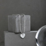 925 Sterling Silver Heart Pendant Choker Necklace Wedding Jewelry