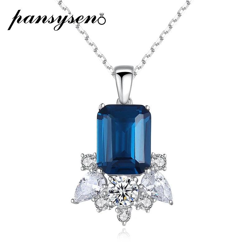 925 Silver Sapphire Pendant Necklace Fine Jewelry