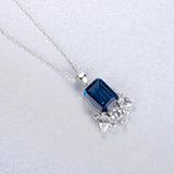 925 Silver Sapphire Pendant Necklace Fine Jewelry