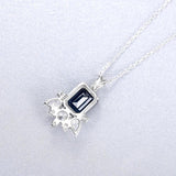 925 Silver Sapphire Pendant Necklace Fine Jewelry