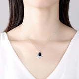 925 Silver Sapphire Pendant Necklace Fine Jewelry