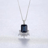 925 Silver Sapphire Pendant Necklace Fine Jewelry