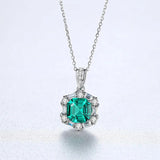 Vintage Emerald Silver Necklaces 925 Sterling Silver Pendant Necklace for Women