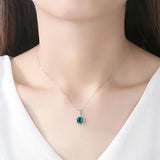 Vintage Emerald Silver Necklaces 925 Sterling Silver Pendant Necklace for Women