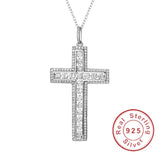 925 Silver Cross Pendant Necklace with Simulated Diamond