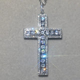 925 Silver Cross Pendant Necklace with Simulated Diamond