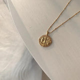 Sterling Silver Beads Chain Necklace with Coin Pendant