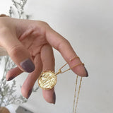 Sterling Silver Beads Chain Necklace with Coin Pendant