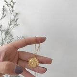 Sterling Silver Beads Chain Necklace with Coin Pendant