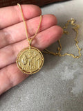 Sterling Silver Beads Chain Necklace with Coin Pendant