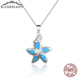 925 Silver Opal Zircon Flower Pendant Necklace for Women Fine Jewelry