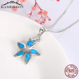 925 Silver Opal Zircon Flower Pendant Necklace for Women Fine Jewelry