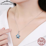 925 Silver Opal Zircon Flower Pendant Necklace for Women Fine Jewelry