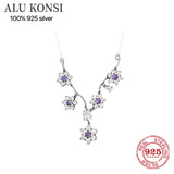 Real 925 Silver Pan Necklace Crystal DIY Wedding Jewelry