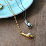 925 Silver Shell Pearl Hand Pendant Nordic Style Necklace