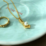 925 Silver Shell Pearl Hand Pendant Nordic Style Necklace