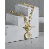 925 Silver Crystal OT Buckle Chain Pendant Necklace Women Fine Jewelry