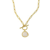 925 Silver Crystal OT Buckle Chain Pendant Necklace Women Fine Jewelry