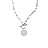 925 Silver Crystal OT Buckle Chain Pendant Necklace Women Fine Jewelry