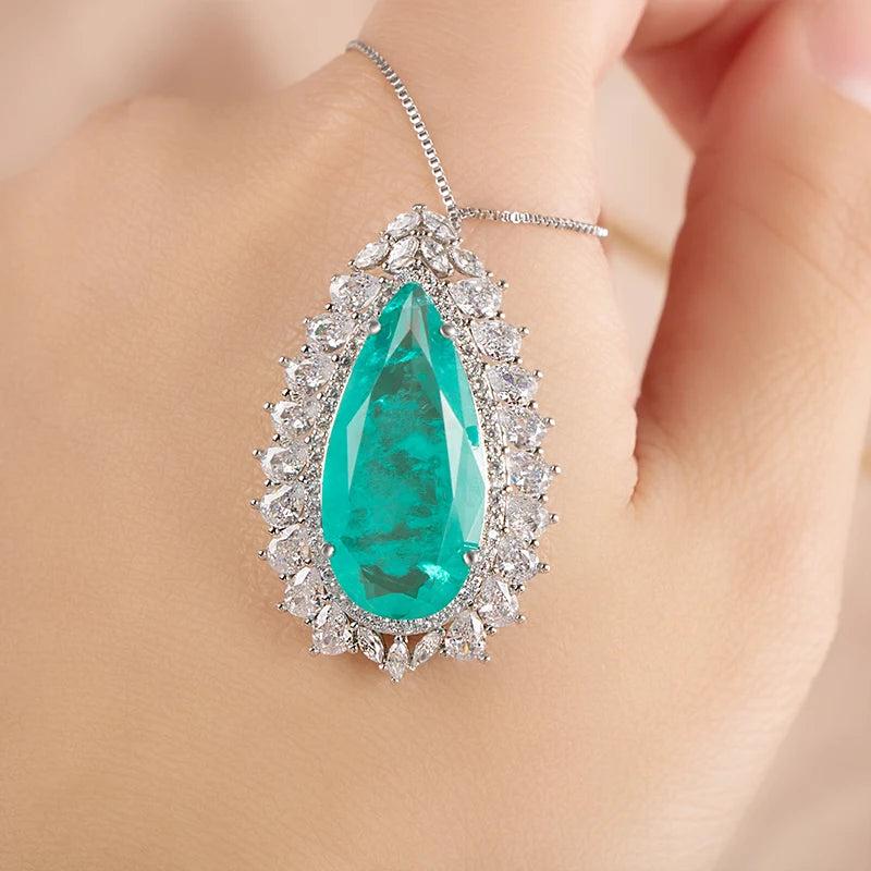 Cellacity Women Paraiba Gemstone Pendant Necklace Silver 925