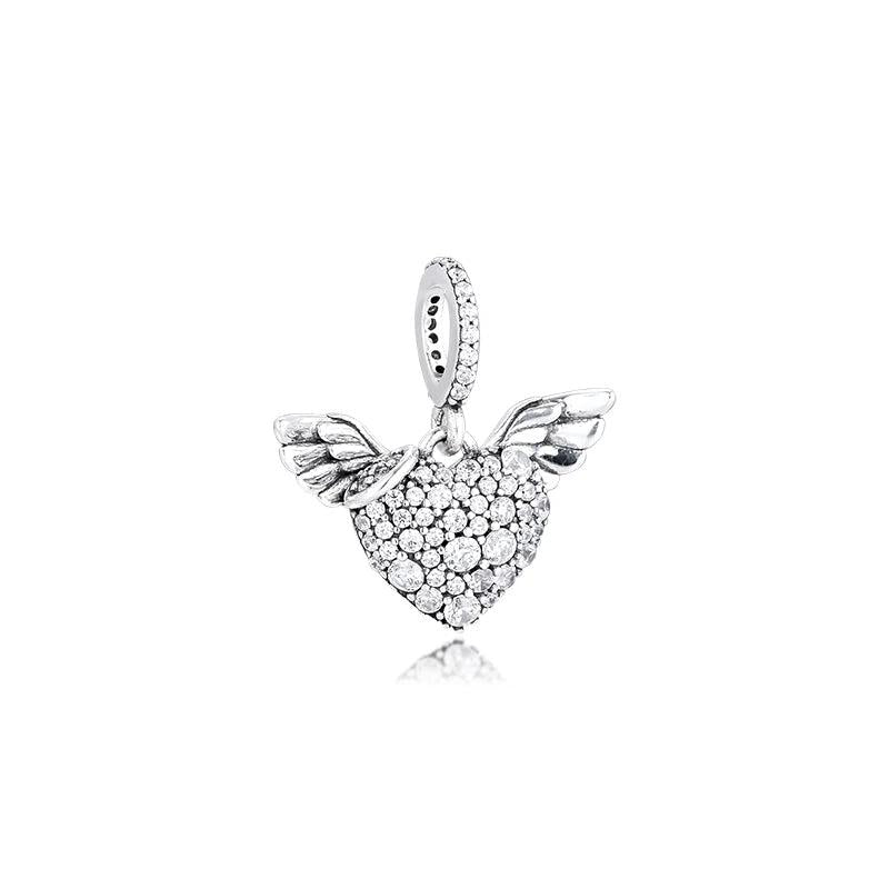 Silver 925 Heart & Angel Wings Necklace For Women Choker Men's Chain Pearl