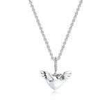 Silver 925 Heart & Angel Wings Necklace For Women Choker Men's Chain Pearl