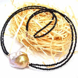 Baroque Pearl Double Row Spinel Necklace Real Gift Hang Light