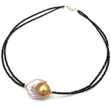 Baroque Pearl Double Row Spinel Necklace Real Gift Hang Light