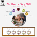 Natural Dancing Gemstone 925 Silver Double Heart Women's Pendant Necklace