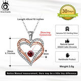 Natural Dancing Gemstone 925 Silver Double Heart Women's Pendant Necklace