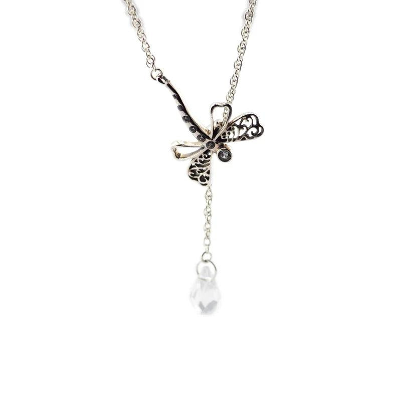 Real 925 Silver Dragonfly Necklace for Women Men's Chain Pearl Jewelry Choker