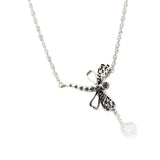 Real 925 Silver Dragonfly Necklace for Women Men's Chain Pearl Jewelry Choker