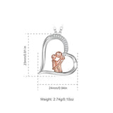 925 Sterling Silver Mother Baby Pendant Necklace with Box