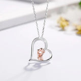 925 Sterling Silver Mother Baby Pendant Necklace with Box