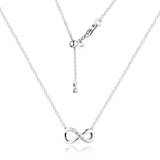 Sparkling Infinity Collar Necklace 925 Sterling Silver Clear CZ Chain Pendant