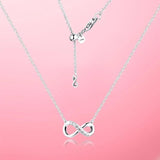 Sparkling Infinity Collar Necklace 925 Sterling Silver Clear CZ Chain Pendant