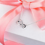 Sparkling Infinity Collar Necklace 925 Sterling Silver Clear CZ Chain Pendant